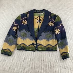 Flashback Snowflake Jacket Vintage Large Woven Western Blue Yellow Green Bolero